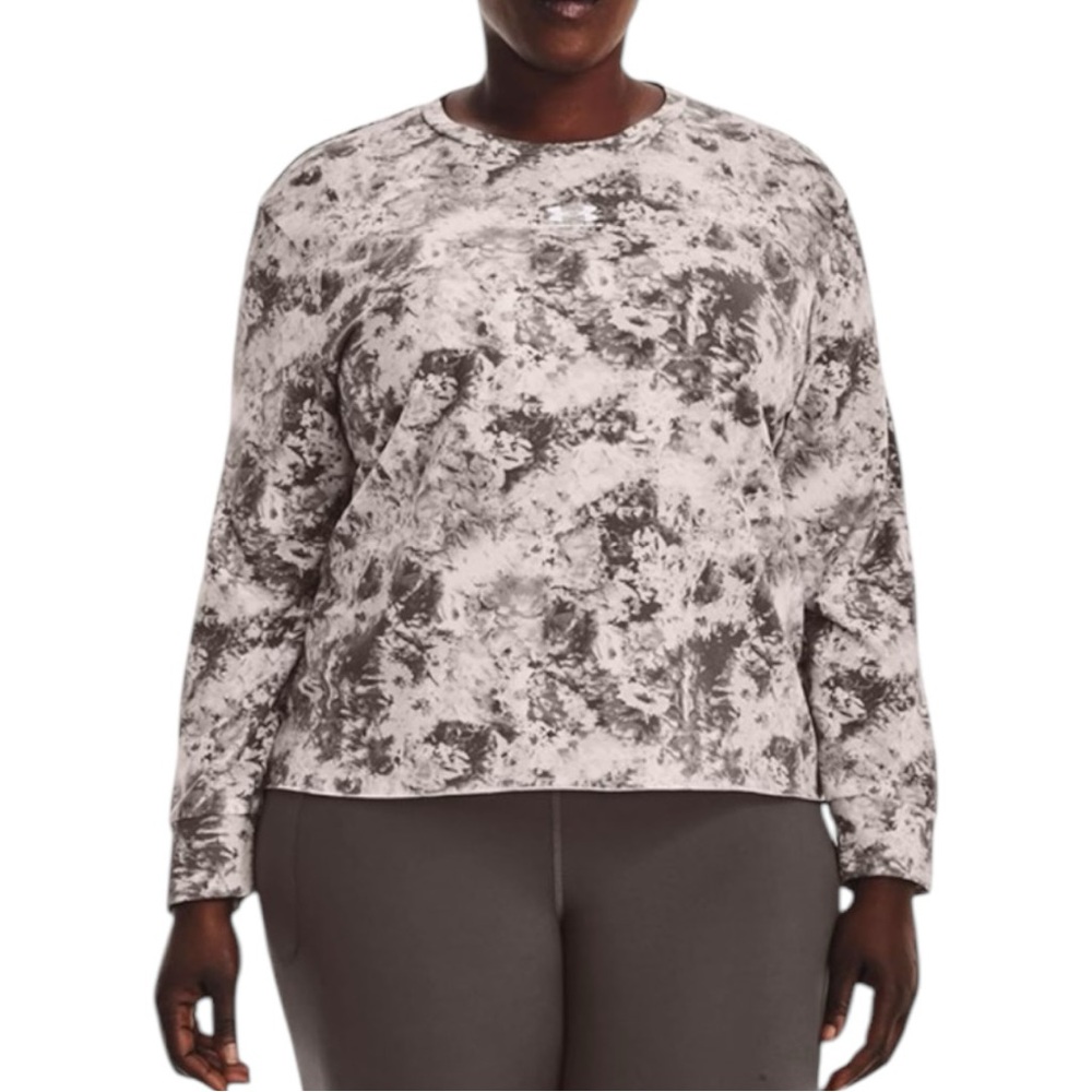 Under Armour Rival Terry Printed Crew Neck Top 2X NWT Loose Fit Ghost Grey White